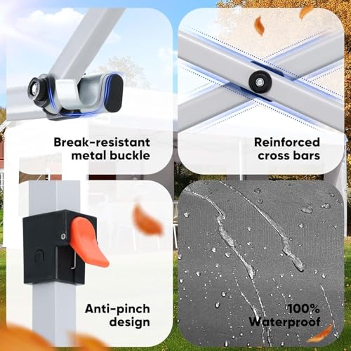 Quictent 3x6m (10x20ft) Pop Up Canopy Gazebo with Church Window Sidewalls, Adjustable Height Event Shelter, Portable Tent for Garden Party, Camping, Black - Image 7