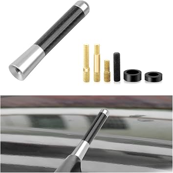 Yourkar Car Short Antenna, 3.15 Inch Aluminum Auto Roof Mount Short Antenna, Radio Antenna Mast Replacement with Screws Universal for Most Vehicles, Universal Car Accessories Silver