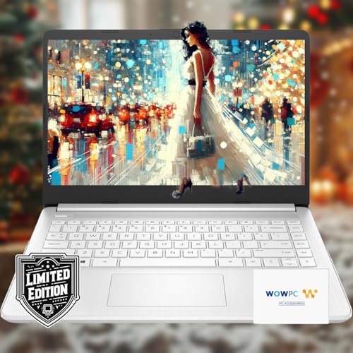 Image of HP 14 Laptop • Back to School Limited Edition with Microsoft 365 • 4-Core Intel CPU • 32GB RAM •1600GB Storage (64GB OnBoard + 512GB External + 1TB OneDrive) • Snow White • w /WOWPC Bundle • Win 11