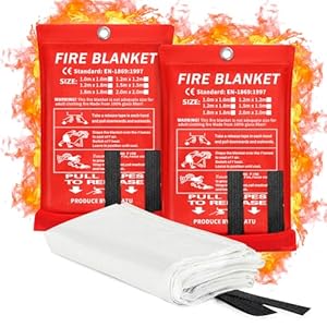 2024 Emergency Fire Blanket, 2 Pack Fire Extinguisher Blanket, Fire Suppression Blanket, Flame Retardant Blanket Fire Safety Blanket for Home, Kitchen, School, Grill, Car, Office, Warehouse(40” x 40”)