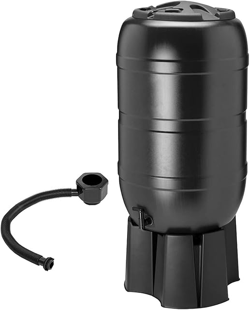 Charles Bentley 210L Garden Round Plastic Water Butt Set Including Tap with Stand and Filler Kit