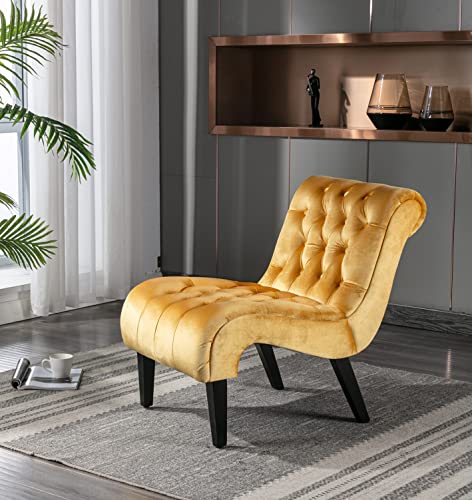 Comfy Velvet Accent Chair, Upholstered Armless Side Chair for Liv...