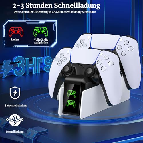 PS5 Controller Ladestation, Dualsense Controller Ladeständer mit LED Anzeige, 3 Stunden Laden Schnellladestation für PlayStation 5 Controller, PS5 Zubehör für PlayStation 5(Keine Schaltfläche) 2