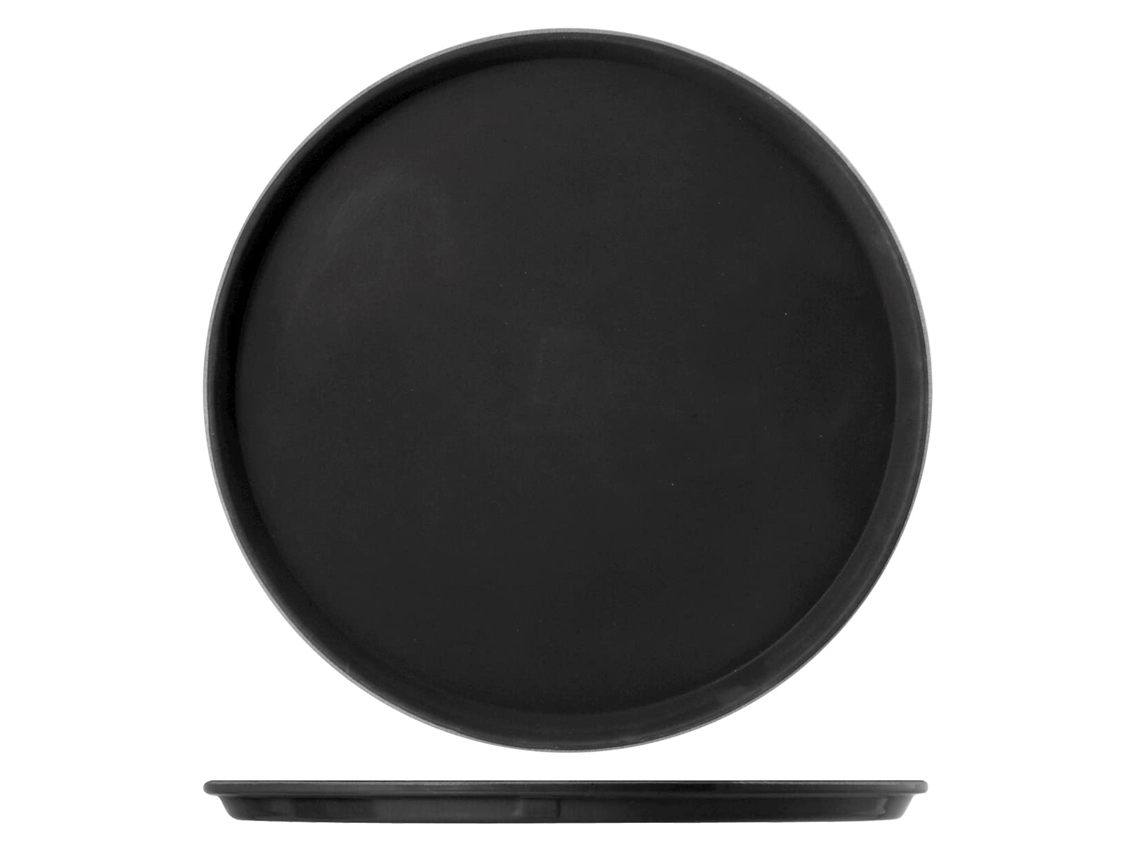 H&h Round tray in black plastic non-slip 40 cm
