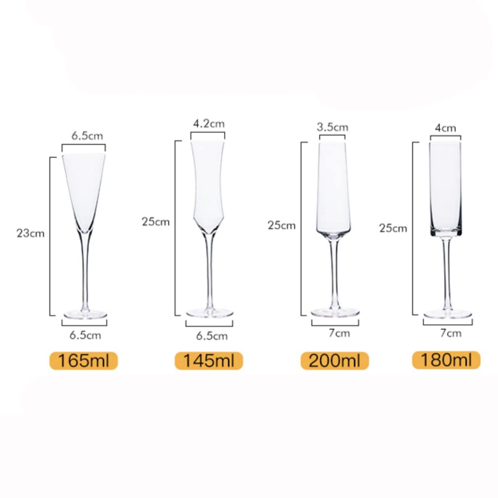 Flûtes à champagne 4 pièces Verres à champagne Flûte à champagne de luxe haut de gamme 180 ml Verres à champagne en verre cristal pour la maison Fournitures de fête de mariage pour les fêtes (Couleur