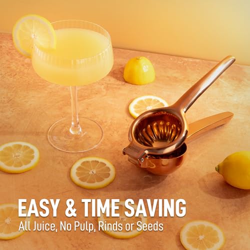 Image of Zulay Kitchen Lemon Squeezer Stainless Steel - Premium Quality, Heavy Duty Solid Metal Squeezer Bowl - Large Manual Citrus Press Juicer and Lime Squeezer Stainless Steel - Rose Gold