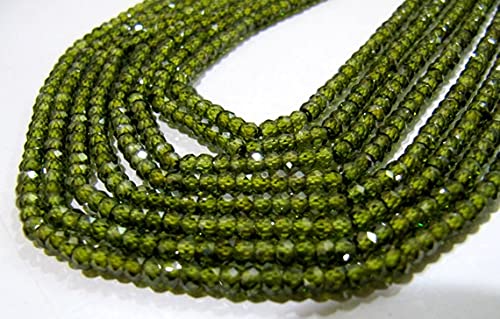LKBEADS Oliwkowo-zielony kolor sześcienne cyrkonie koraliki/rozmiar 2,5 mm rondelle fasetowane koraliki CZ / sznur 34 cm długości