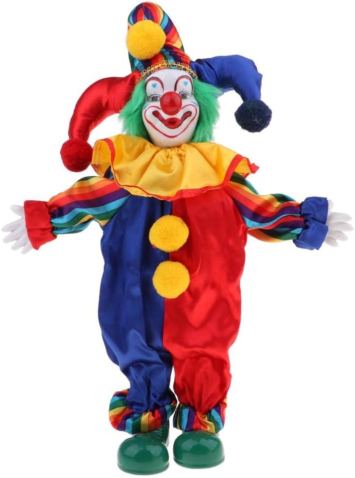 Prettyia 38cm Lovely Smiling Porcelain Clown Doll for Kids Birthday Gifts Halloween Christmas Table Decoration #1