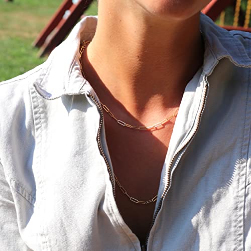 10k Yellow or White Gold 3 mm Paperclip Link Chain Necklace for Women3