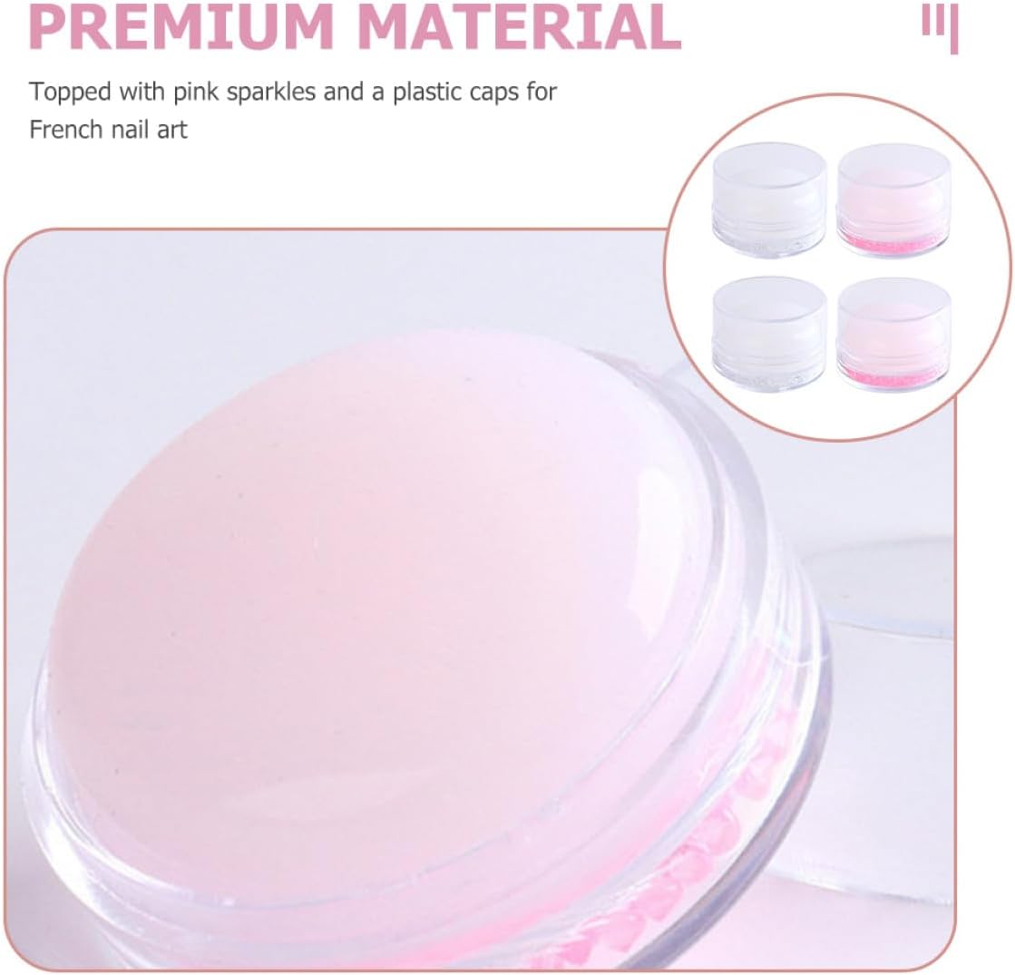 4Pcs Silicone Manicure Transfer Printing Stamper Nail Art Tools French Tip Nail DIY Accessory Pink and White for Professional Beauty