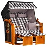 MR. DEKO Strandkorb Ostsee Wacholder PE Schwarz | 2 Sitzer wetterfest...