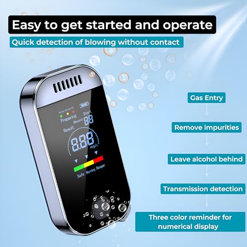 Image of Dewire Portable Digital Breathalyzer with 50 Test Memory, Non-Contact Testing, USB-C Charging, Professional Alcohol Breath Tester with HD Display - for Personal & Professional Use