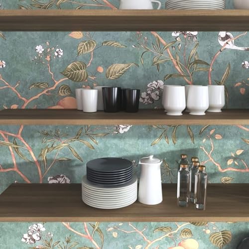 Papel de Parede Adesivo Floral Lavável Flor Adesivo Rolo 5 Metros (Galhos)
