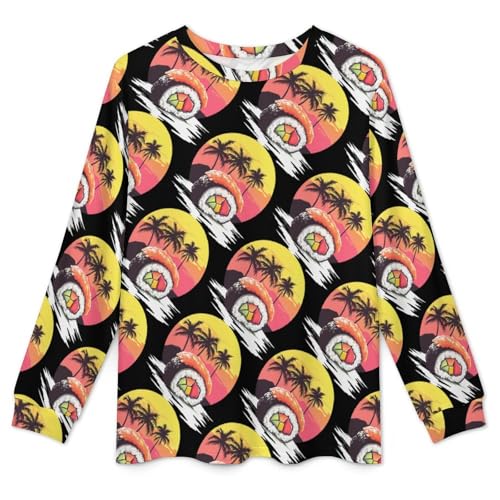 Tree In Japanese Sushi Pajama Set Long Sleeve Lounge Sets Sleepwear 2 Pjs Nightwear for Men Women4