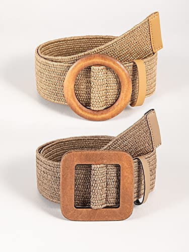 Women's 2pcs Bohemian Style Woven Grass Belt