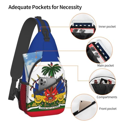 Fashion Haiti Flag Sling Backpack, Multipurpose Haitian Flag Crossbody Shoulder Bag Travel Hiking Daypack for Women Men4