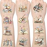Yoyuspy Reading Temporary Tattoos Stickers - 200+ Book Themed Party Decorations Favors Book Club Storybook Tattoo Temporary Gifts Reading Birthday Baby Shower Party Supplies Prizes Rewards