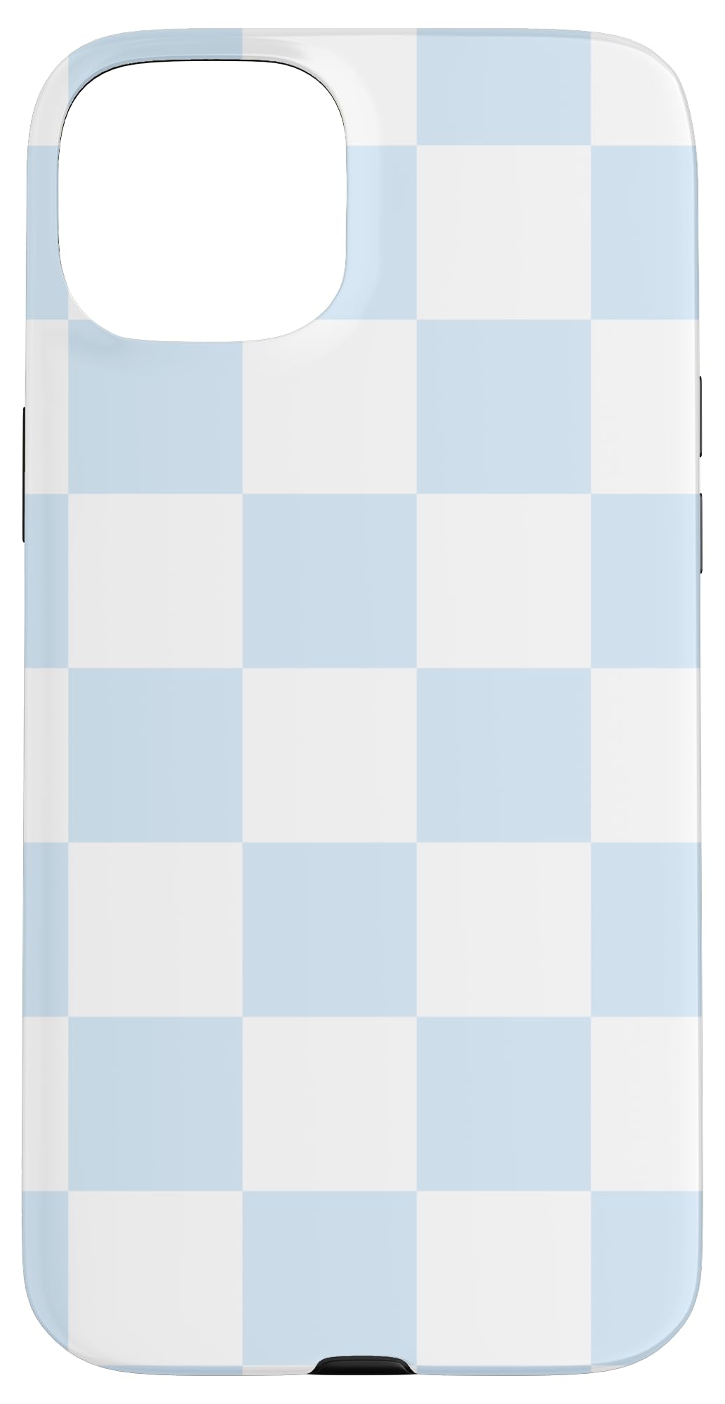 Light Blue and White Classic Checkered Checkerboard Pattern Case for iPhone 15 Plus