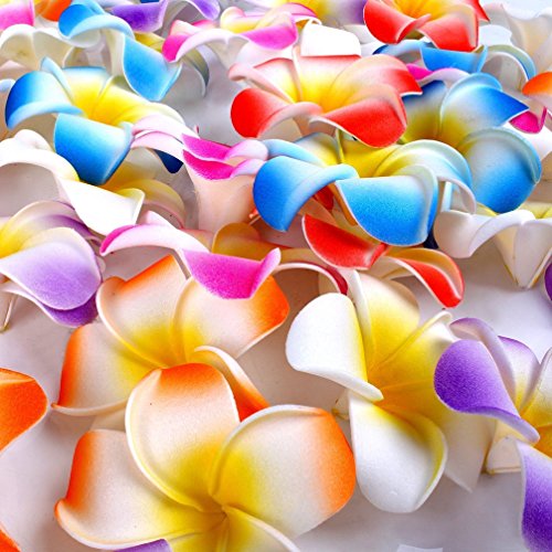 Ewanda Store 100 Pcs Diameter 1.6 Inch Assorted Color Artificial Plumeria Rubra Hawaiian Foam Frangipani Flower Petals For Weddings Party Decoration #TOP2