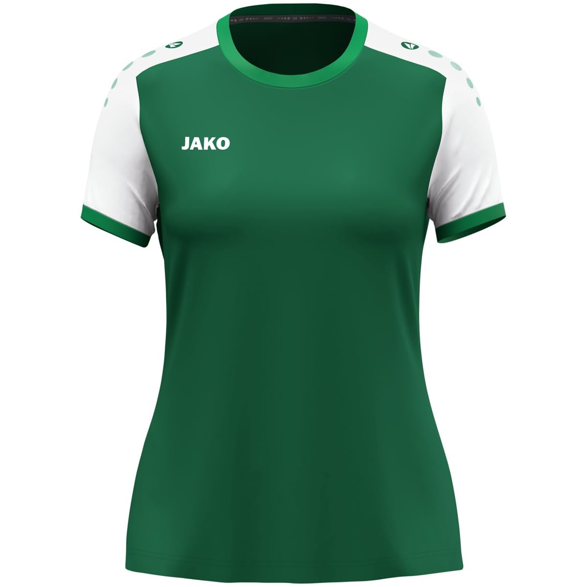 JAKO Women's Dynamic Short Sleeve Jersey, Dark Green/White/Green, XL