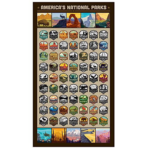 Americanflat Rubbelposter "National Park" - Rubbelliste von 63 Nationalparks in den USA - 40,6 x 73,9 cm Rubbelposter und US-Nationalpark-Tracker mit farbigen Reisesymbolen Cover