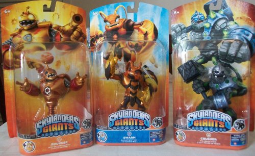 Skylanders Giants Figures Character Packs Bundle with Bouncer Swarm &amp; Crusher