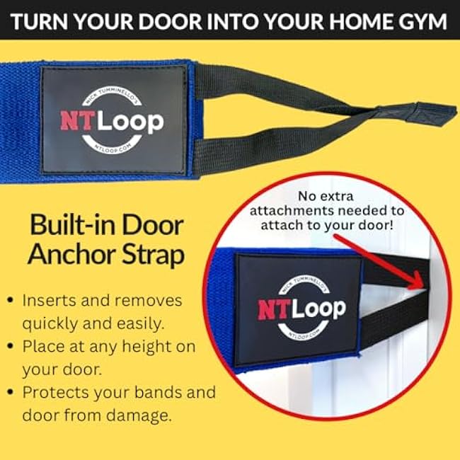 Long Fabric Resistance Band with Door Anchor - Full Body Resistance Band for Working Out and Physical Therapy - Heavy Strength Exercise Band