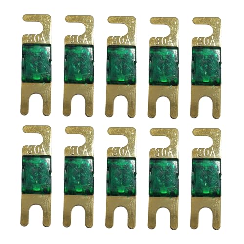 Image of KMH 30A Mini ANL Fuse Kit Nickel Blade Plated Fork Fuses | Car Audio & Video Circuit Breaker Protection | Electronic System Fuse Holder for Safe Power Distribution, Pack of 10