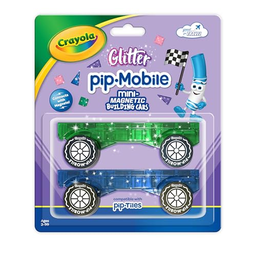 Image of Crayola PIP-Mobiles Rolling Chassis Accessory for Magnetic Building Tiles - Add Wheels to Crayola PIP-Tile Sets - STEM Learning Toy for Kids Ages 3+ - Creative, Educational Toy - 2-Pack (Glitter)