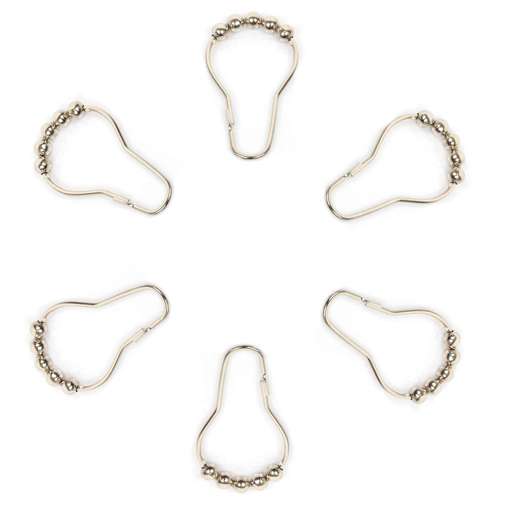 SCITOO Shower Curtain Hooks Rings,Rust-proof Bathroom Shower Hook for bathroom shower rods and curtains- Set of 12,Silver