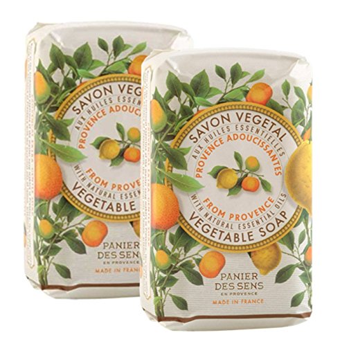 PANIER DES SENS Provence Citrus Vegetable Soap - 2 Bars, 5.3oz. Each