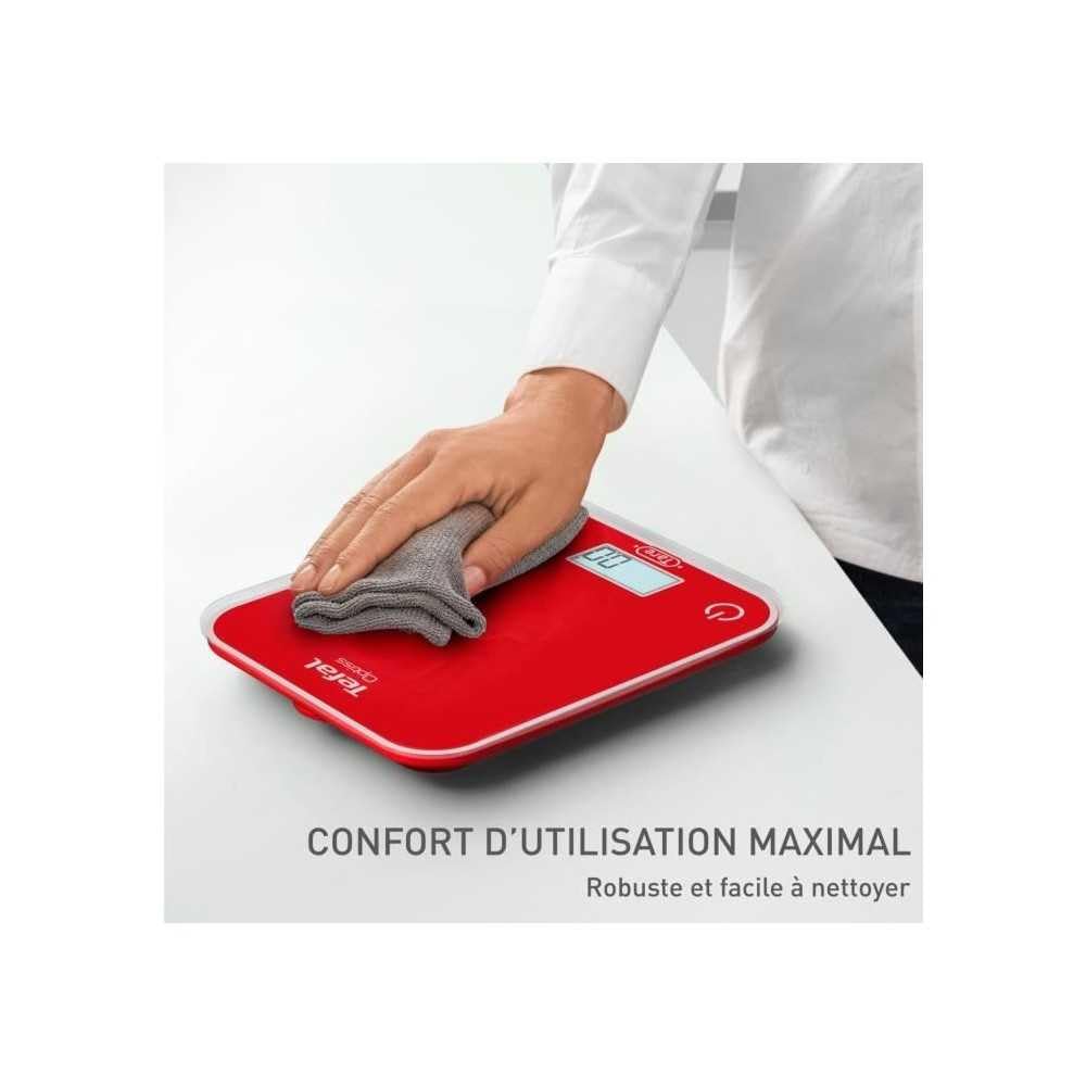 Tefal, Elektroniczna waga kuchenna, Optiss, czytelny podświetlany wyświetlacz, odporność na zarysowania, pojemność 5 kg, biała, BC50U3V0