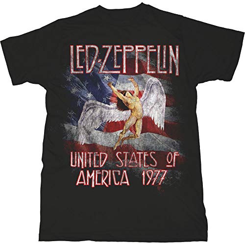 Rock Off LED Zeppelin Stars N’ Stripes USA ’77. Officiel T-Shirt Hommes Unisexe - Les Beatles, Paul McCartney, John Lennon, RIngo Starr, George Harrison Rock Off LED Zeppelin Stars N' Stripes USA '77. Officiel T-Shirt Hommes Unisexe
