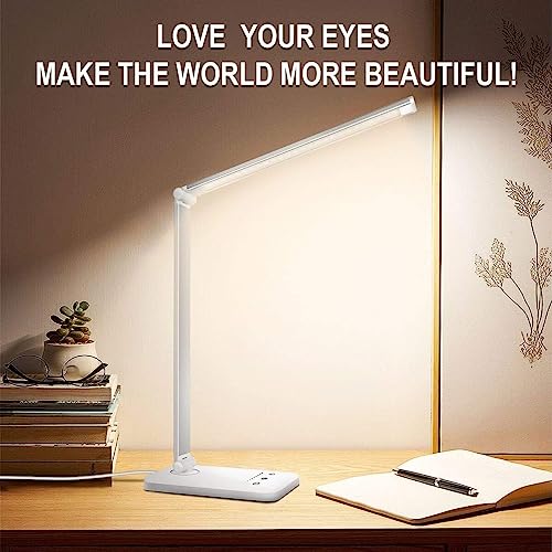 White Crown Led Desk Lamp Dimmable Table Lamp Reading Lamp With Usb Charging Port thumb #6