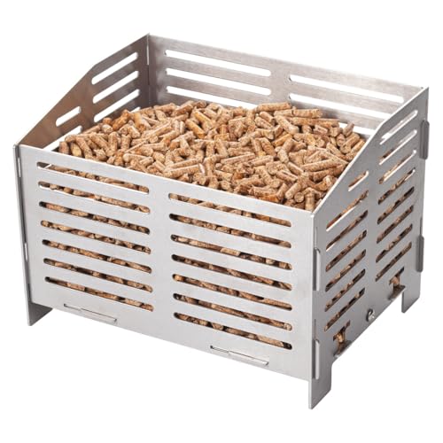 Valiant - Cesta para Quemador de pellets para Estufas de leña y chimeneas | Construcción de Acero Inoxidable Grueso | Diseño ventilado para una combustión Uniforme | Capacidad de 3 kg | Tiempo de