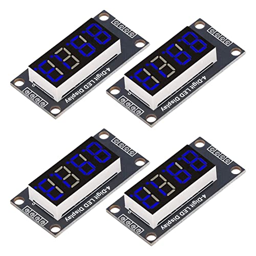 Image of 4 Sets Digital Tube Display Module LED 4 Digit 7 Segment 0.36 TM1637 Drive Chip (Blue MRA110D)