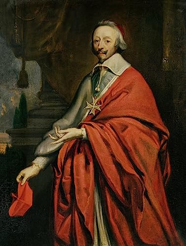 Affiche toile Cardinal de Richelieu Philippe de Champaigne 60x90cm pour décoration murale de salon