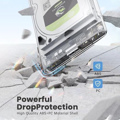 Image of TECHIE 2.5 inch External Hard Drive Enclosure, HDD /SSD Transparent Enclosure, USB 3.0, Easy-Install Shockproof Case for Windows, macOS, Linux, Drives up to 4TB