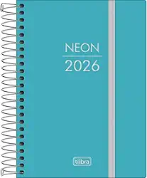 Tilibra - Agenda Espiral Diária 11,7x 16,4 cm Neon 2026 - Azul