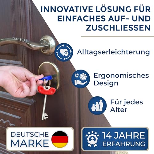 NEWKERS® [3er] Schlüsseldrehhilfe – Ergonomische Schlüsselhilfe für Senioren | Menschen mit eingeschränkter Mobilität | Geschenk für Frauen Männer Kinder | Schlüsselanhänger | Alltagshelfer