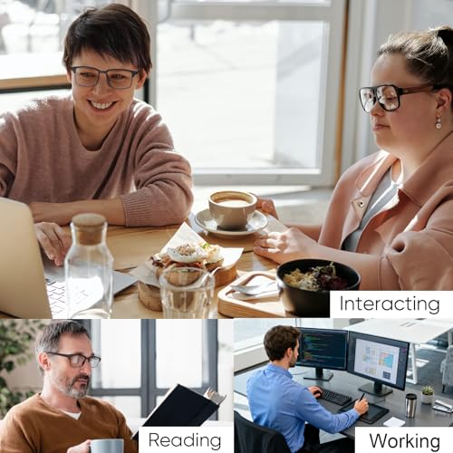 Image of CARA Premium 2 Pack Progressive Multifocus Reading Glasses, Lightweight TR90 Frame Anti-blue Light Computer Readers, Standard for Distance Range Approx 20ft, Black& Blue,2.0x