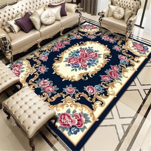 Moquette salon grande taille bleu 120x200cm doux et confortable