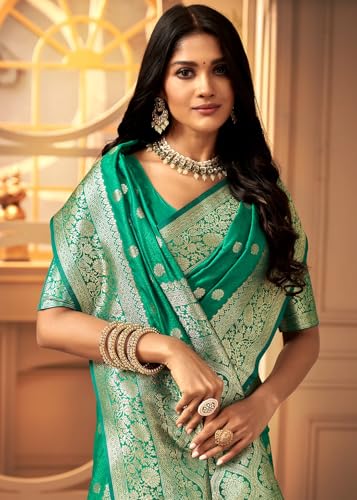Image of C J Enterprise Women's Banarasi Saree Pure Kanjivaram Style Silk Saree With Blouse Piece for Wedding (Pari 121)