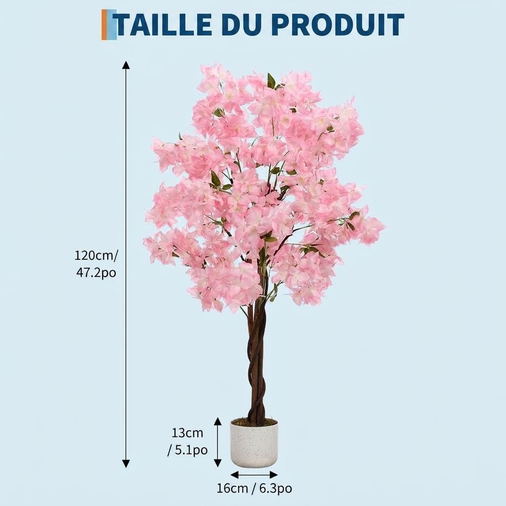 IDEALHOUSE Albero di ciliegio artificiale, 120 cm, con fiori di farfalla