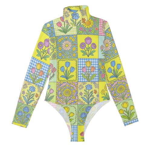 Body de manga larga para mujer GuoChe ideal para cenas y eventos con diseño floral