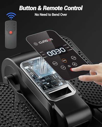 Under Desk Elliptical Machine, Electric Leg Exerciser as Seen on Tv for Seniors, Quiet Portable Seated Pedal Exerciser with Remote Control, 12 Adjustable Speeds, Auto & HR Mode for Home Office