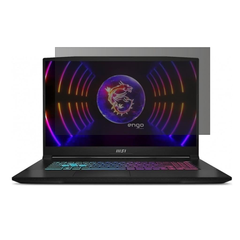 Engo Msi Katana 17 B12VGK 17.3 İnç İle Uyumlu Hayalet Ekran Koruyucu Notebook, Yandan Görünmeyen Anti-Spy Gizlilik (Privacy) Laptop Koruması, 9H Temperli Nano Kırılmaz Esnek Cam, Parlama Önleyici