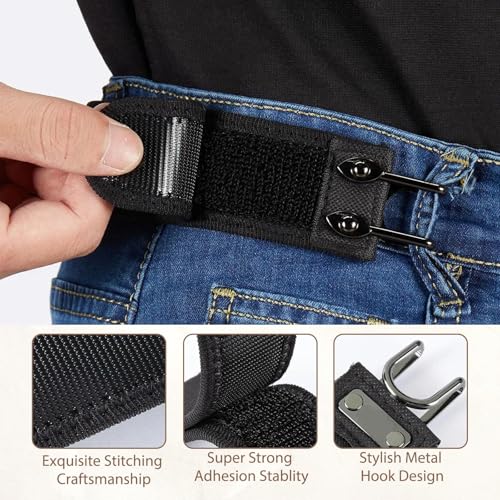 Image of figurine 2Pcs Buckle Less Belt for Men, Elastic Belt for Men, No Buckle Belt for Men, Adjustable Metal Hook Design, Secure Tool Retention for Outdoor Work, Professional Minimalist Accessories