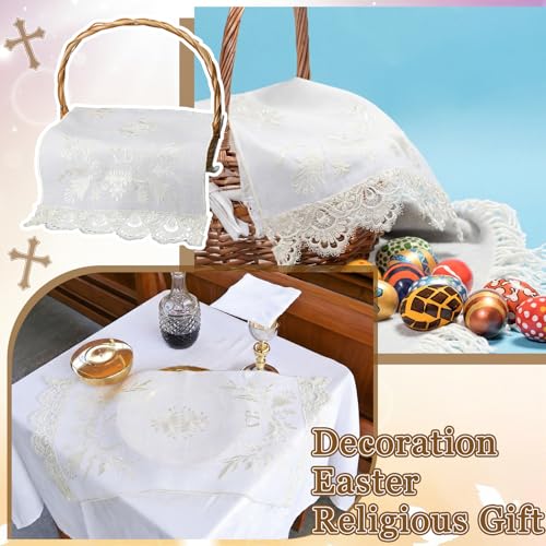 HunnmingRe Easter Orthodox Pascha Basket Cover Table Decoration Religious Gift 28\" Traditional Easter Basket Towel Embroidered Ukrainian XB Cloth Communion Prosphora Greek Christian Altar