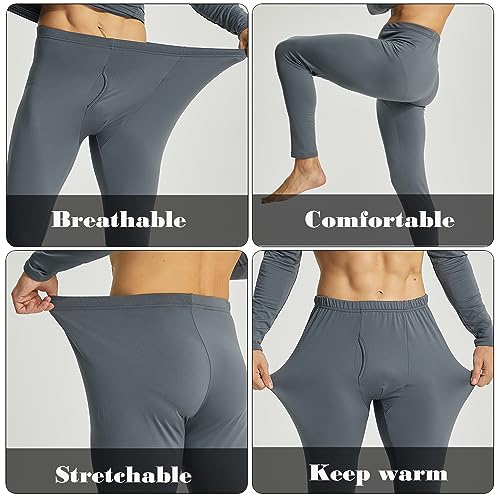 Image of LANBAOSI Mens Thermal Underwear Pants Long Johns Bottoms Thermal Leggings for Men Base Layer Men Weather Fleece Lined 2 Pack